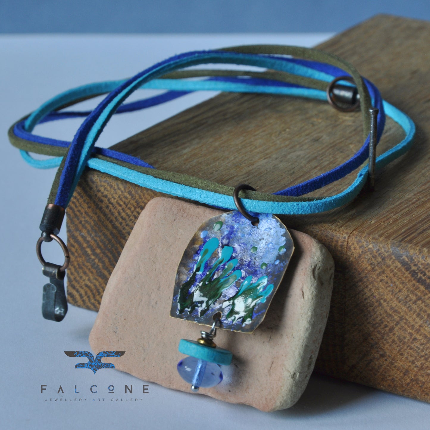 Handmade brass, copper and silver necklace 'In the Depths of the Ocean'