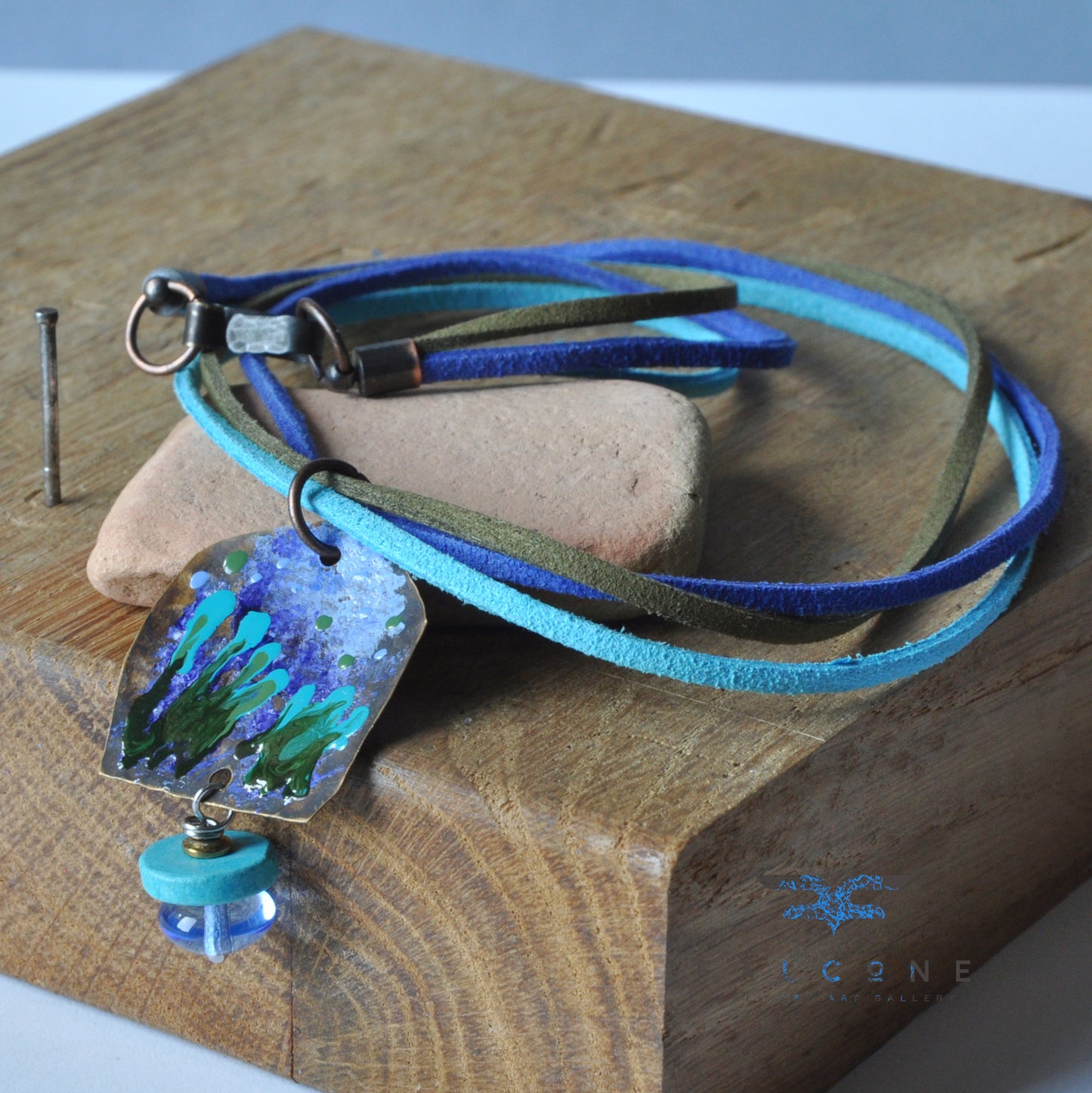 Handmade brass, copper and silver necklace 'In the Depths of the Ocean'