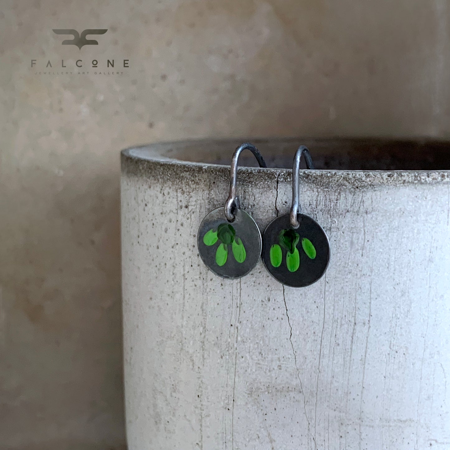 Sterling Silver Earrings 'Wildflowers - Green & Green'