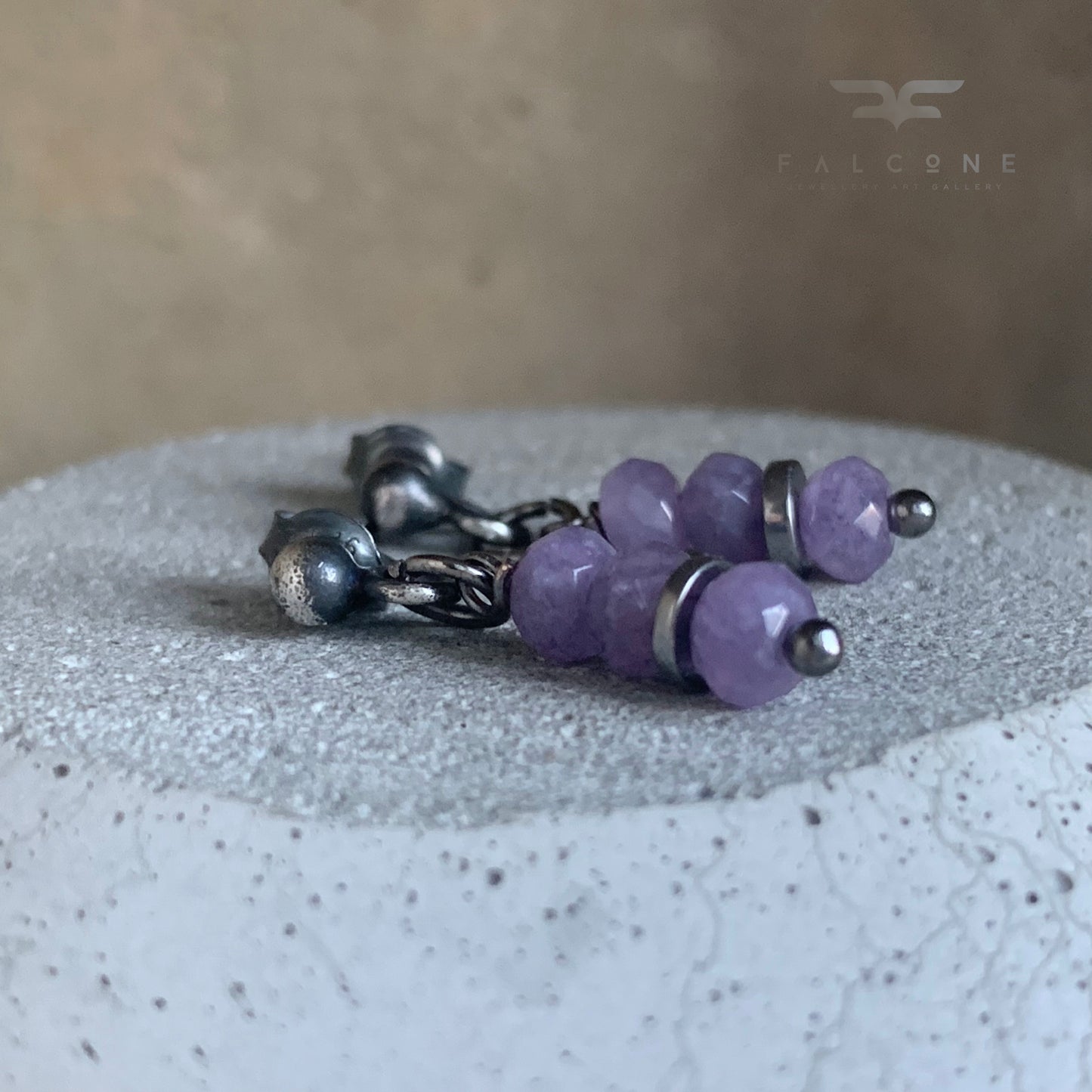 Pendientes de plata de ley y jadeíta 'Lavanda Provenzal'