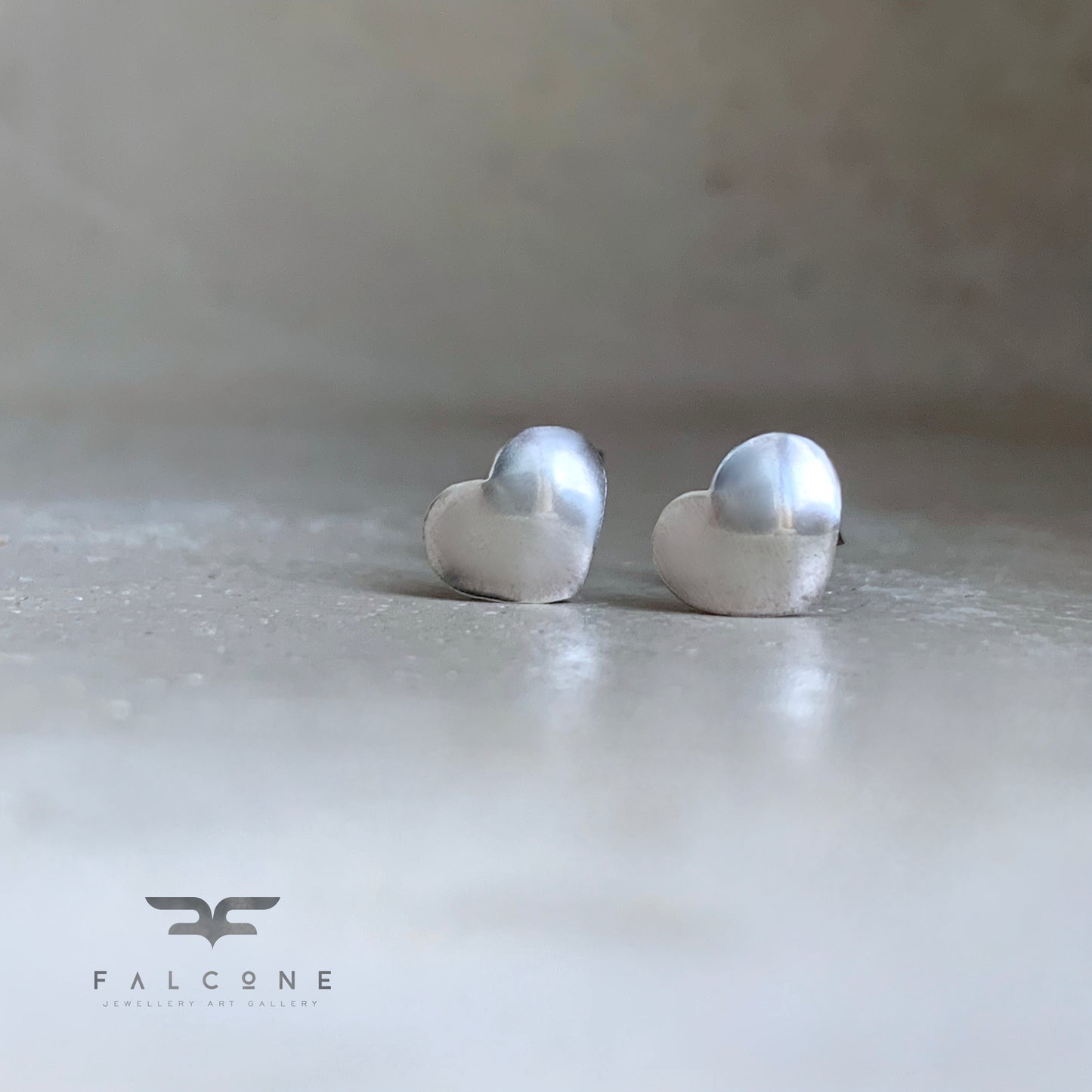 Pendientes de botón de plata 'Corazones de Plata'