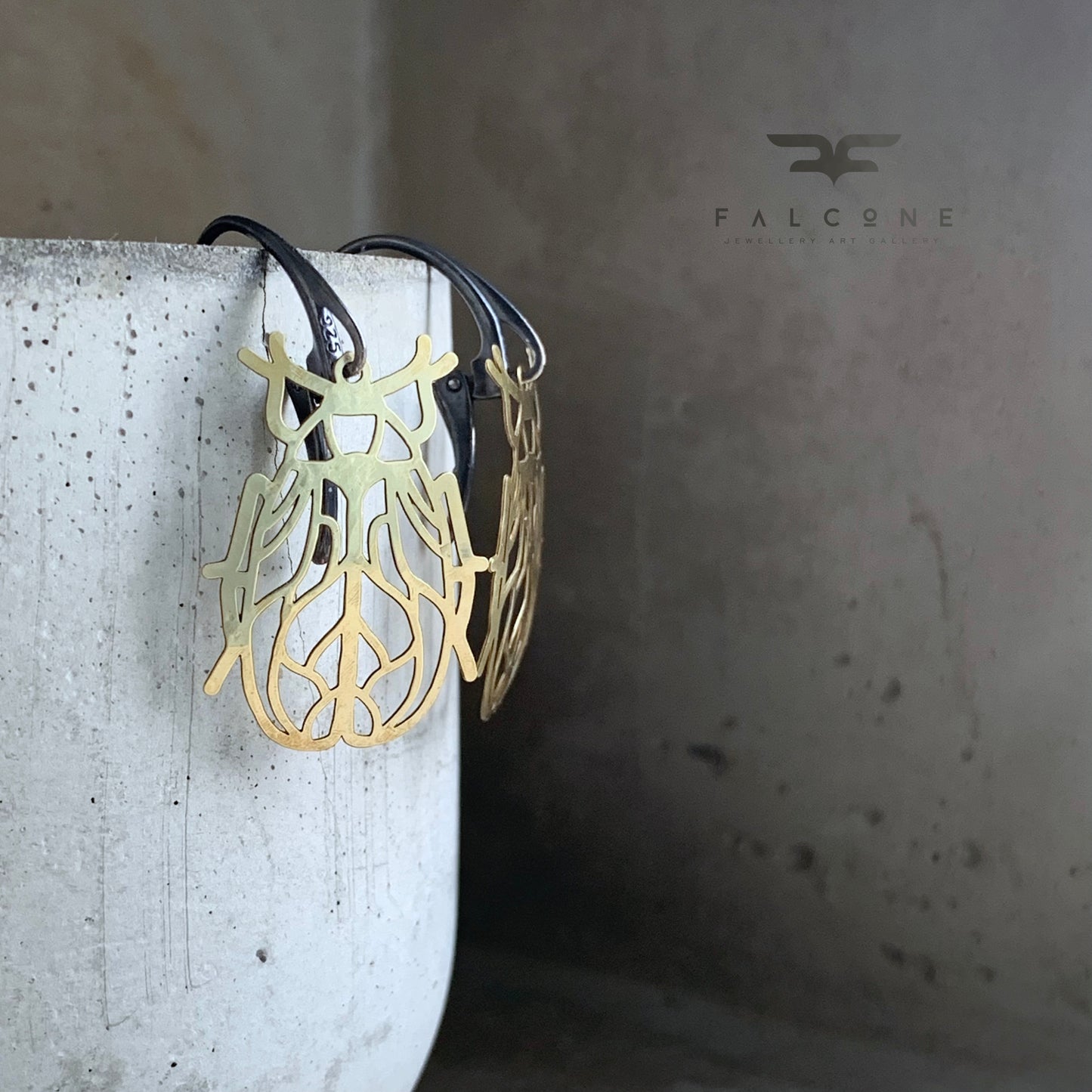 Openwork earrings in brass and silver 'Little Life'