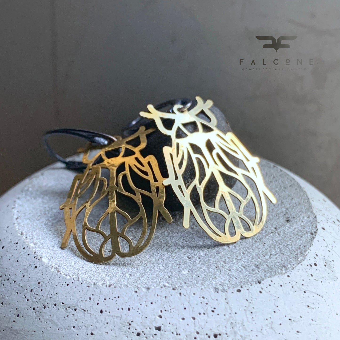 Openwork earrings in brass and silver 'Little Life'