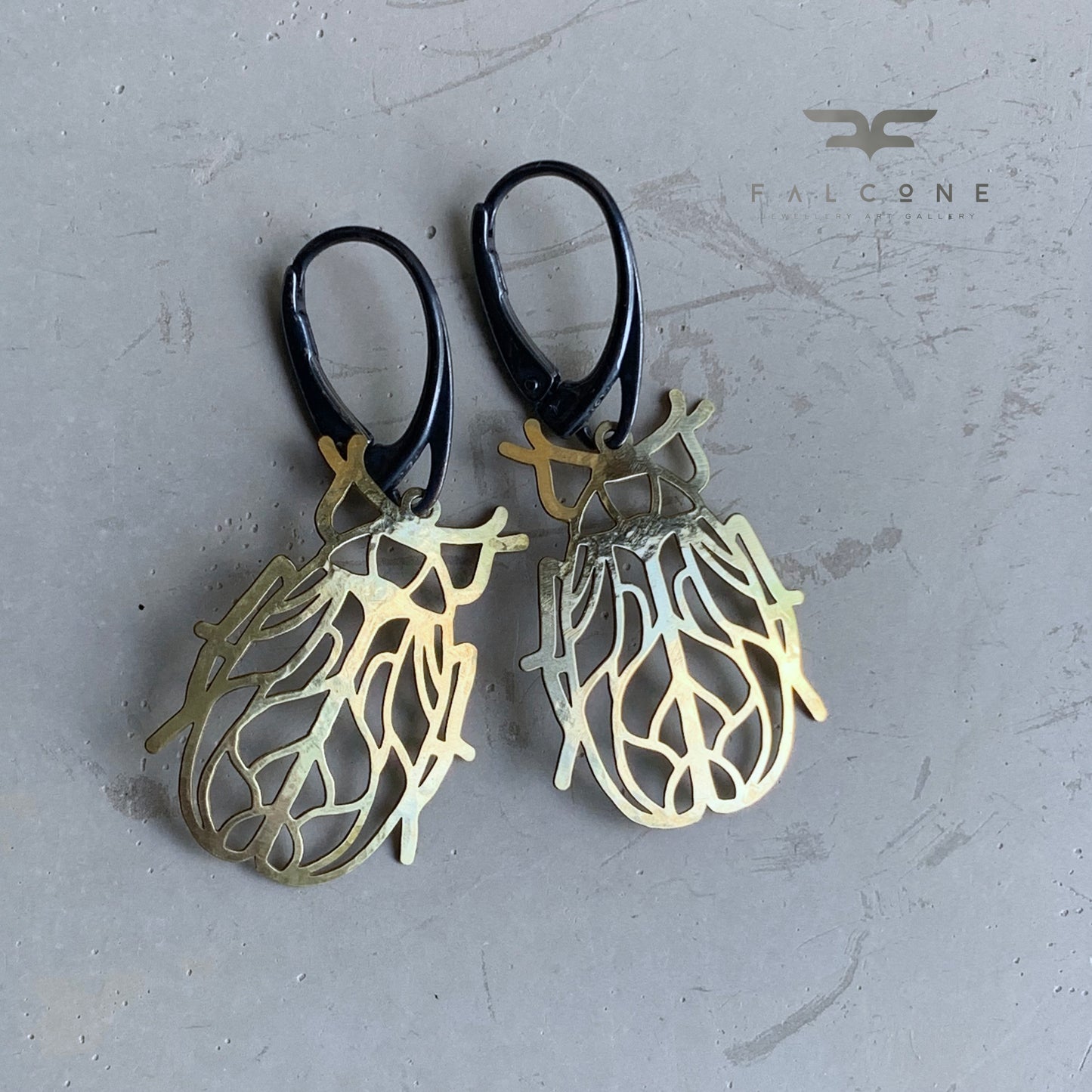 Openwork earrings in brass and silver 'Little Life'