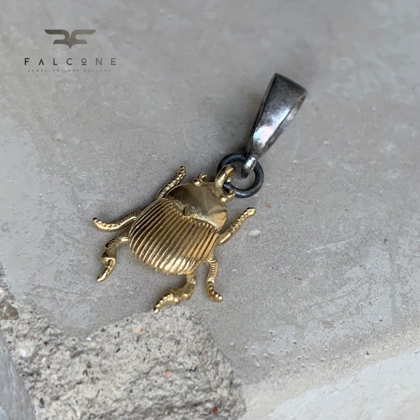 Brass and Silver Pendant 'Golden Scarab'