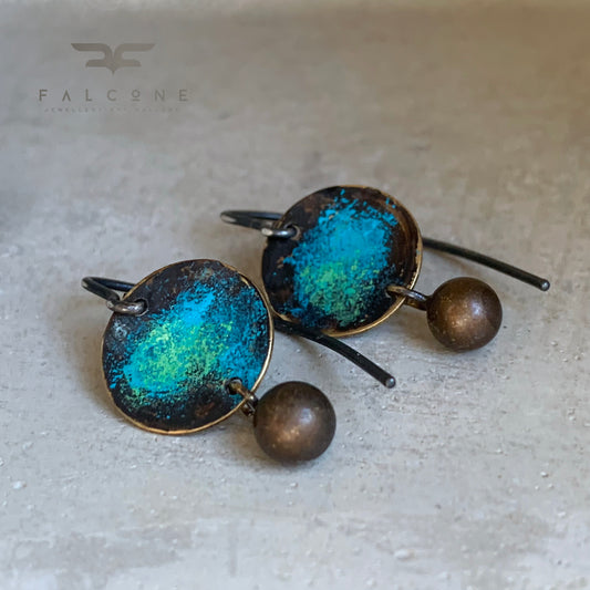 Brass and Sterling Silver Earrings 'Structure'