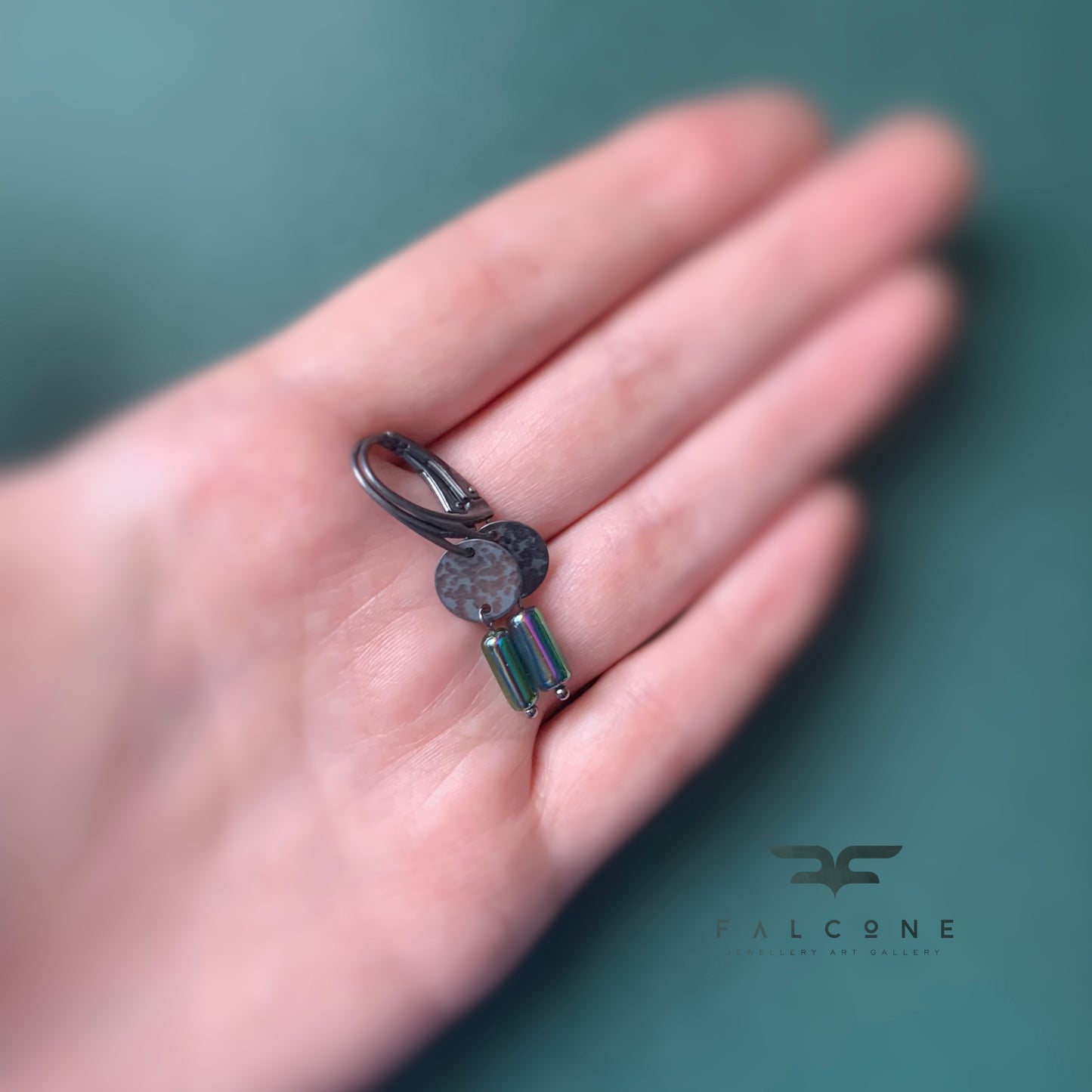 Earrings from silver and glass 'Elves'