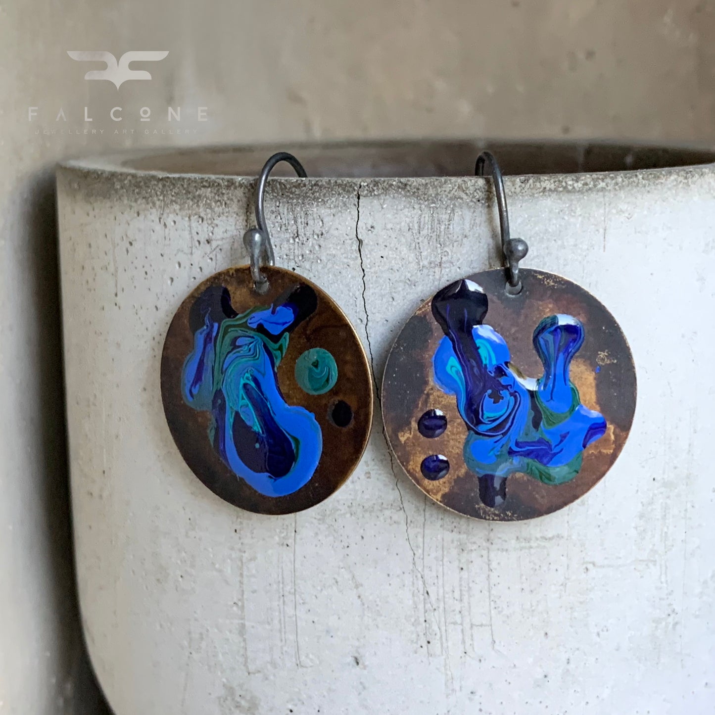 Brass and Silver Earrings 'Sea Creature – Hidden Moray Eel'