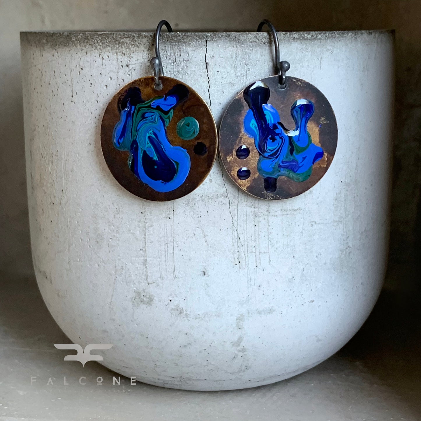 Brass and Silver Earrings 'Sea Creature – Hidden Moray Eel'
