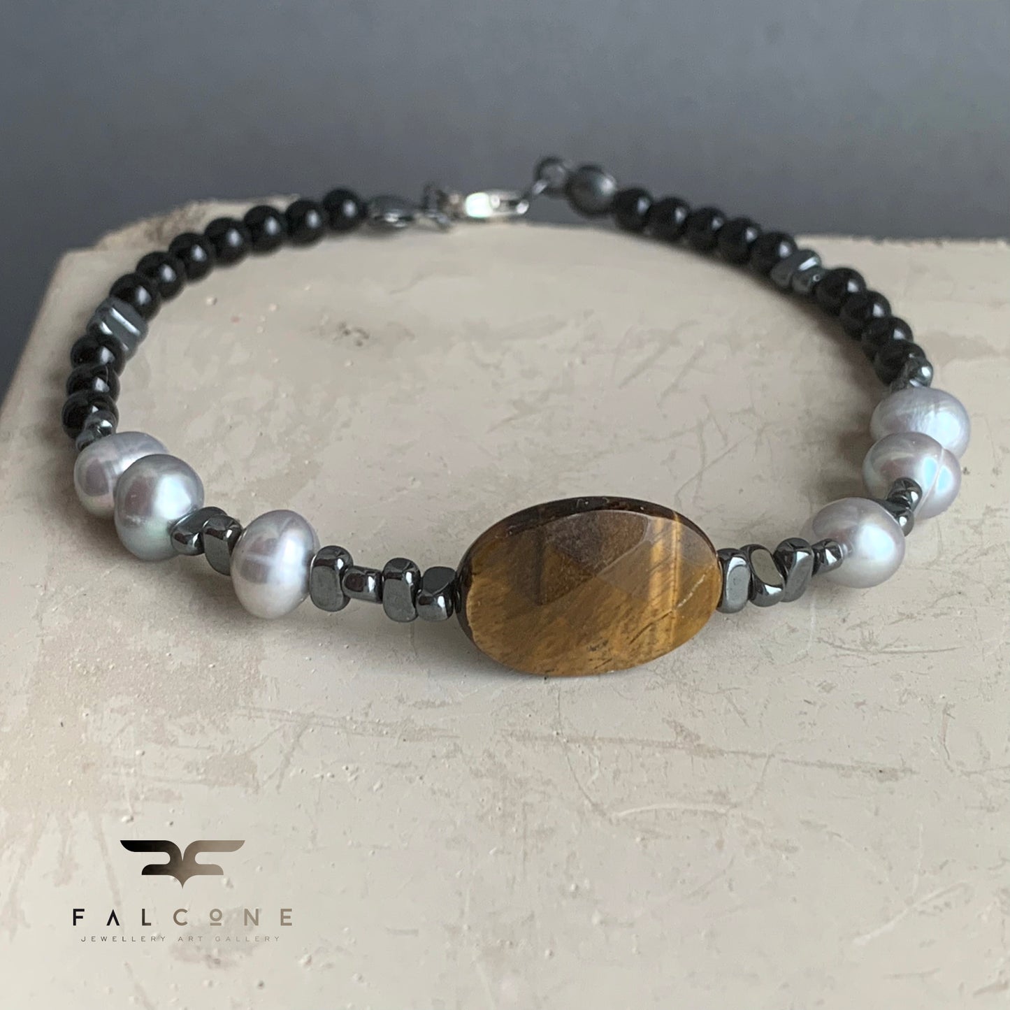 Pulsera con Gemas y Plata 'Con Ojo de Tigre'