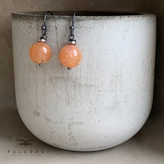 Dragon Agate and Sterling Silver Earrings 'Tea Rose'