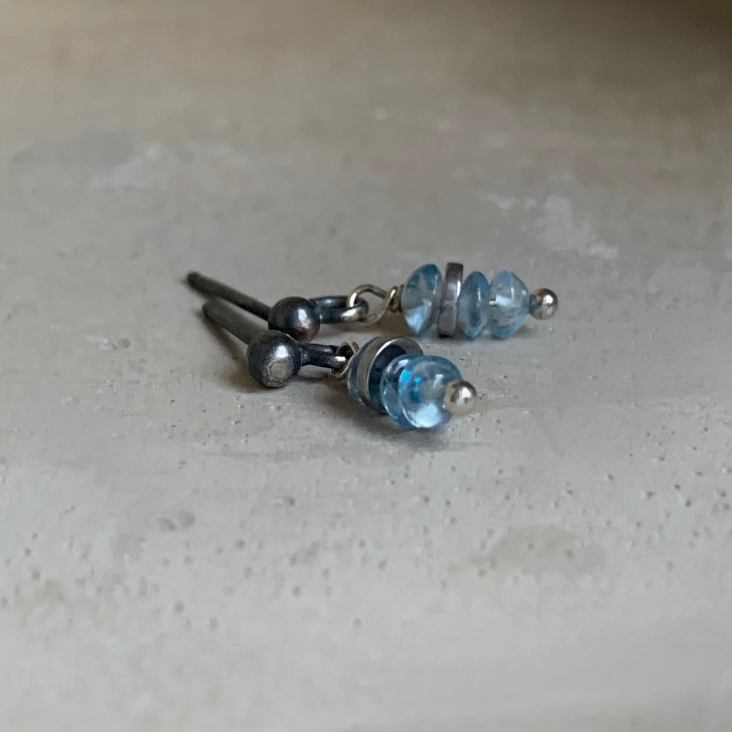 Sterling Silver Earrings with Gemstones 'Blue Topaz'