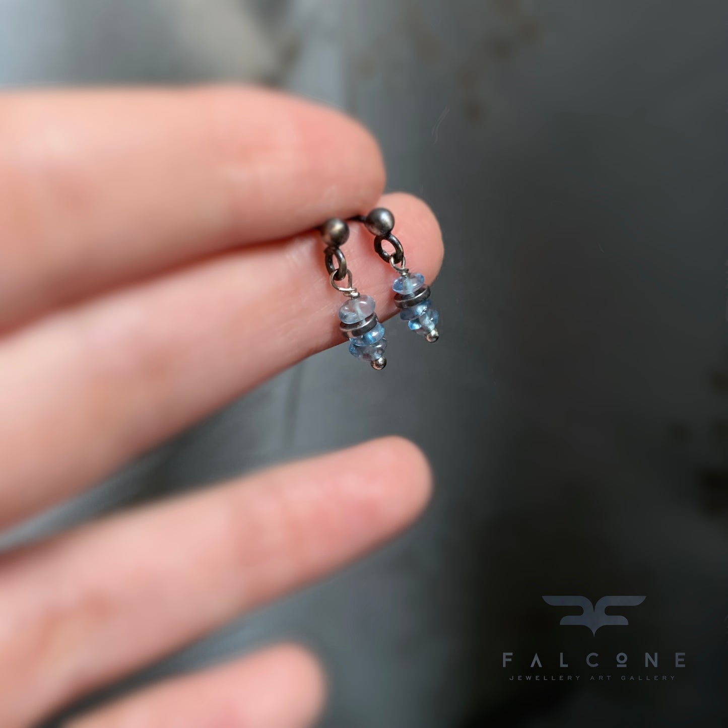 Sterling Silver Earrings with Gemstones 'Blue Topaz'