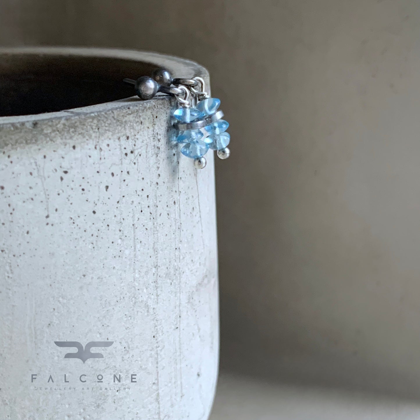 Sterling Silver Earrings with Gemstones 'Blue Topaz'
