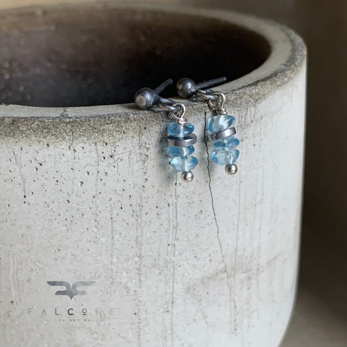 Sterling Silver Earrings with Gemstones 'Blue Topaz'