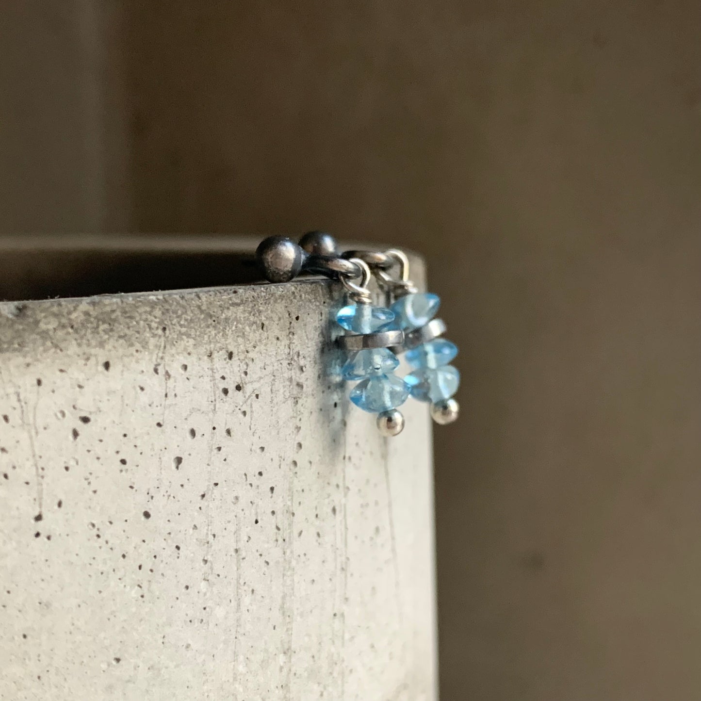 Sterling Silver Earrings with Gemstones 'Blue Topaz'