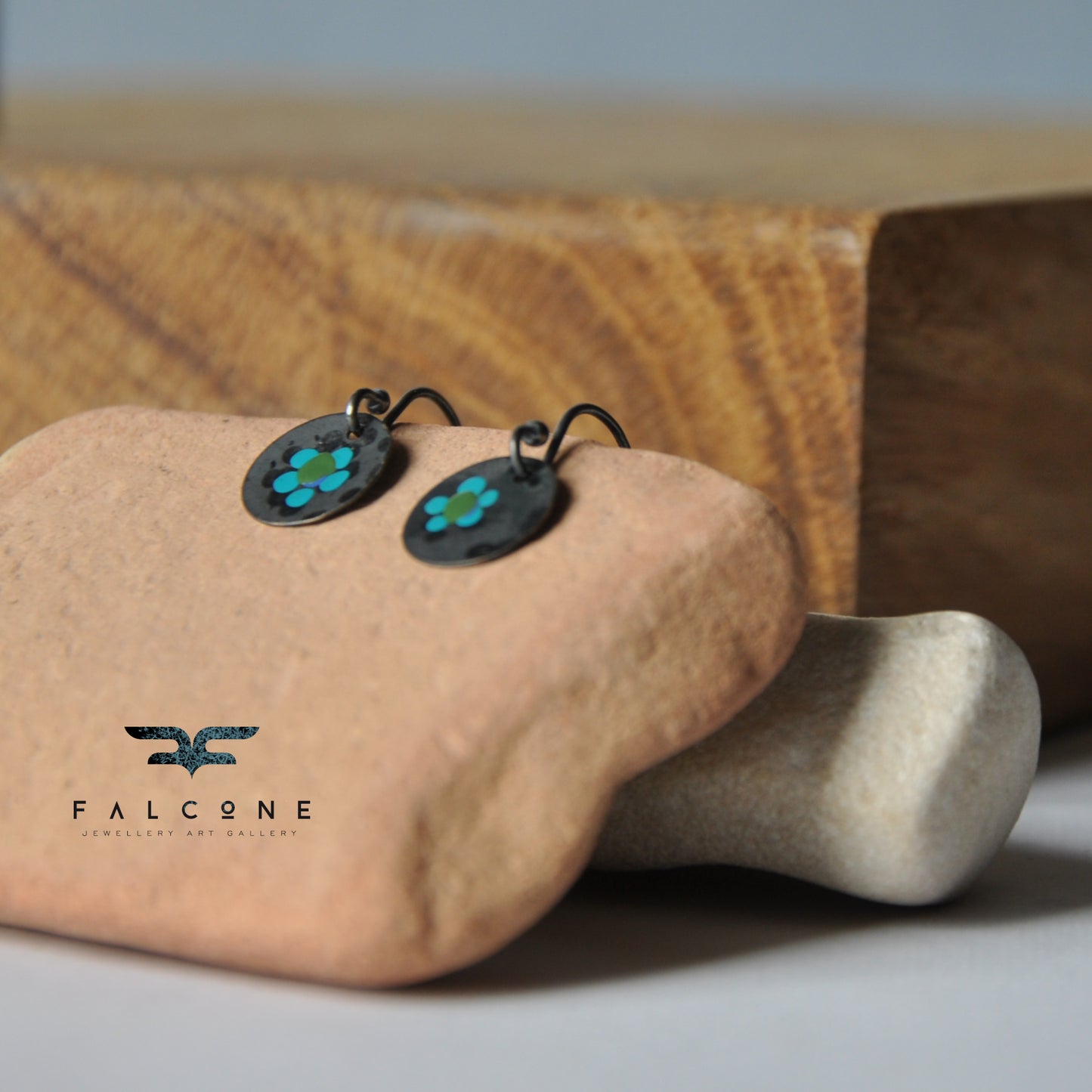 Silver earrings with hand enamel 'Mini Flowers - Forest Stories'