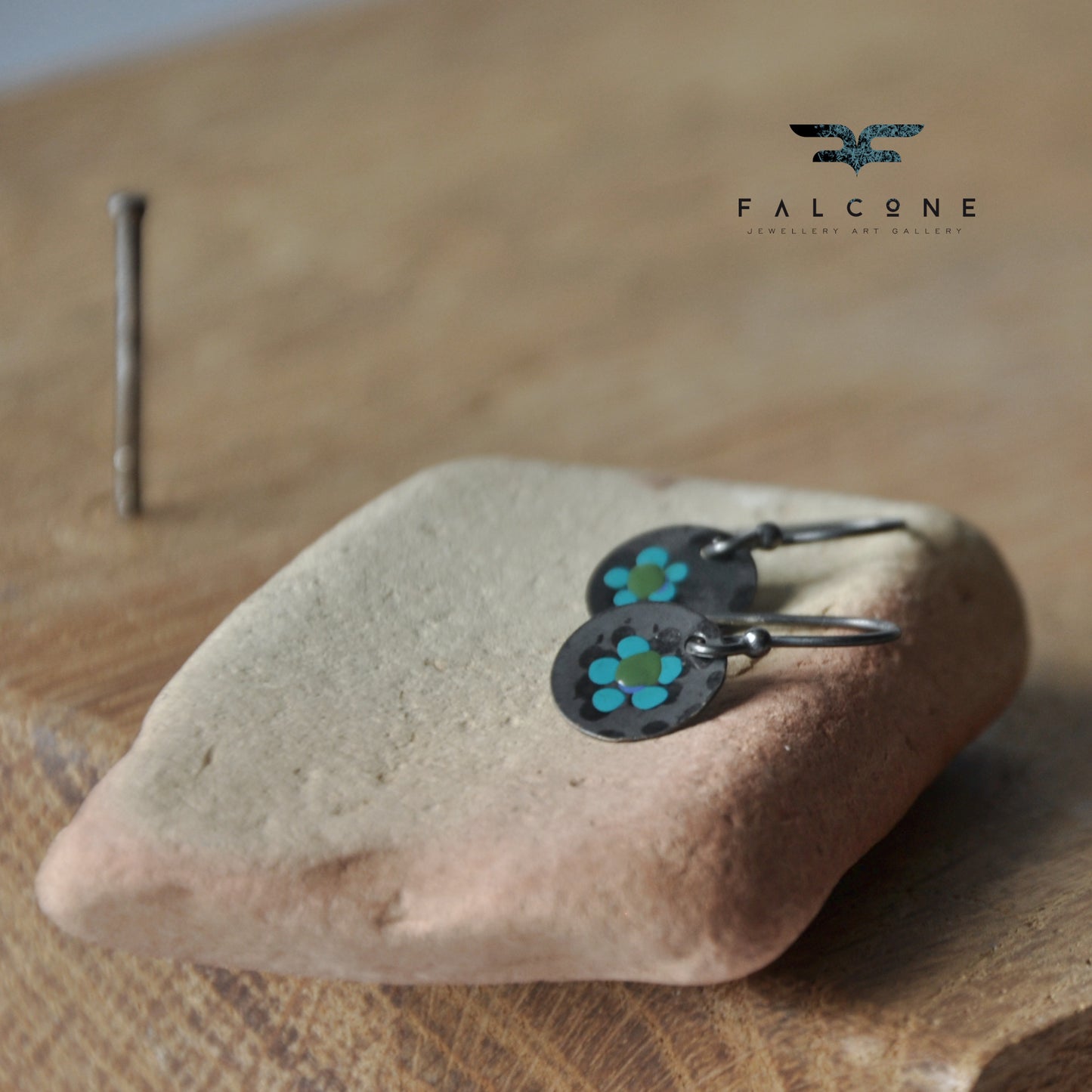 Silver earrings with hand enamel 'Mini Flowers - Forest Stories'