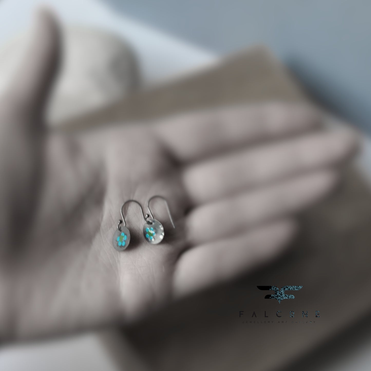 Silver earrings with hand enamel 'Mini Flowers - Forest Stories'