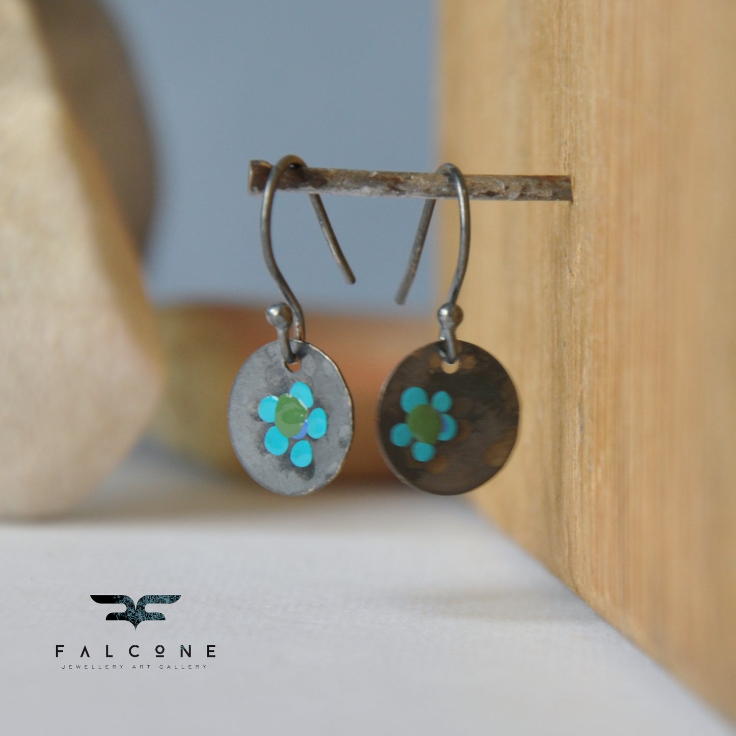 Silver earrings with hand enamel 'Mini Flowers - Forest Stories'