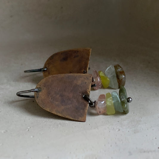 Brass, Mineral & Sterling Silver Earrings 'Wildness'