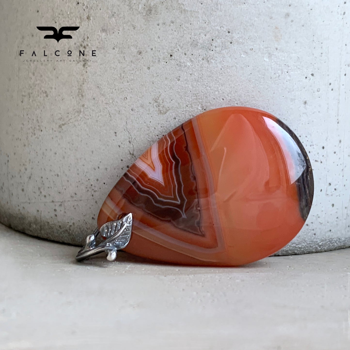 Agate and Sterling Silver Pendant 'Agate in Shades of Brown'