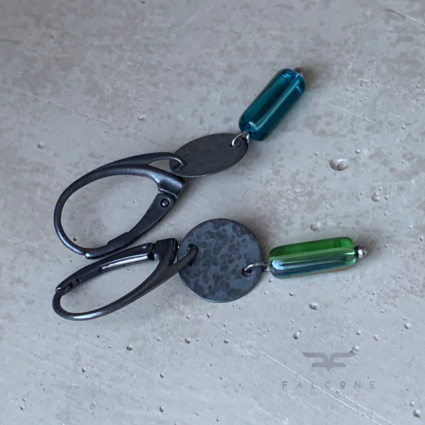 Earrings from silver and glass 'Elves'