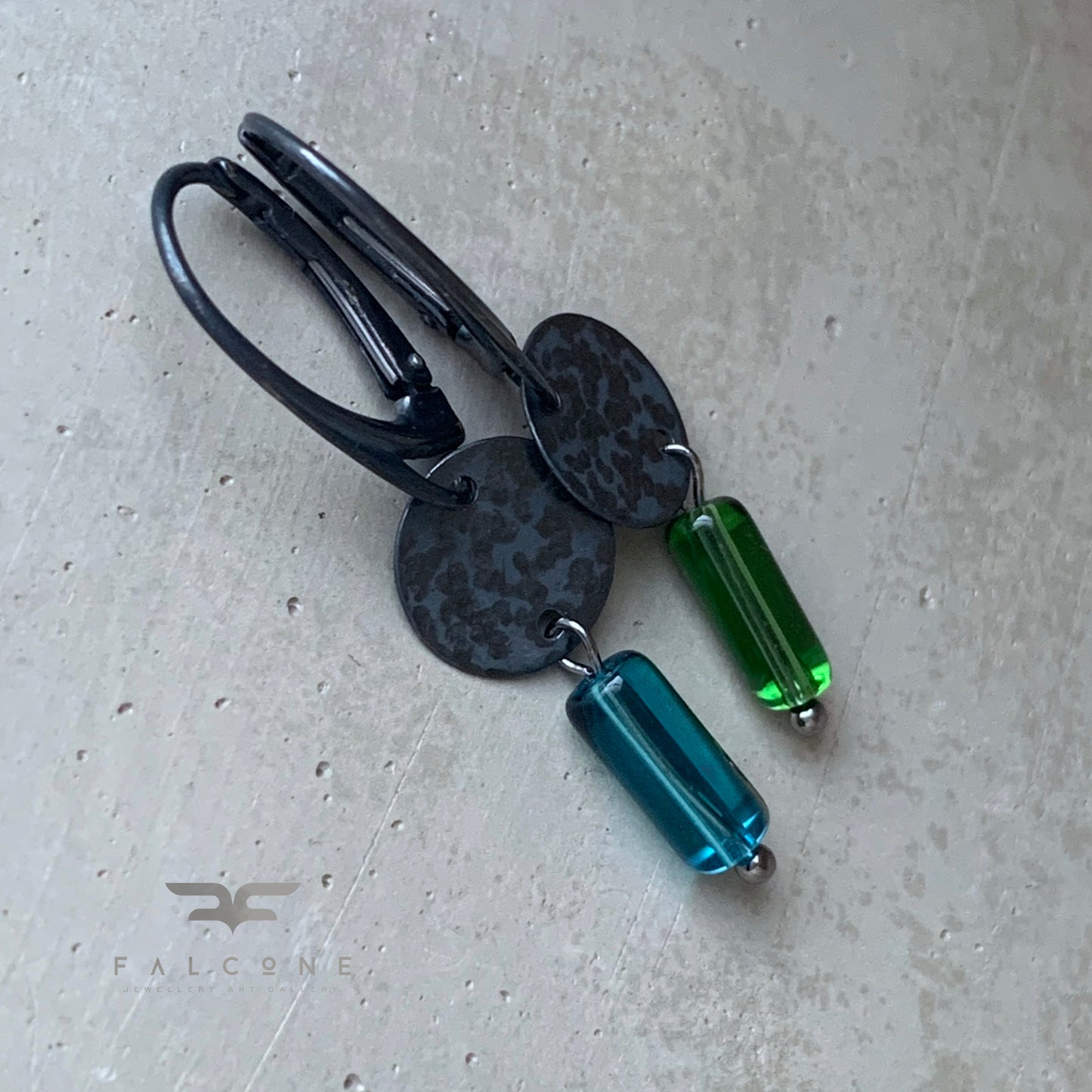 Earrings from silver and glass 'Elves'