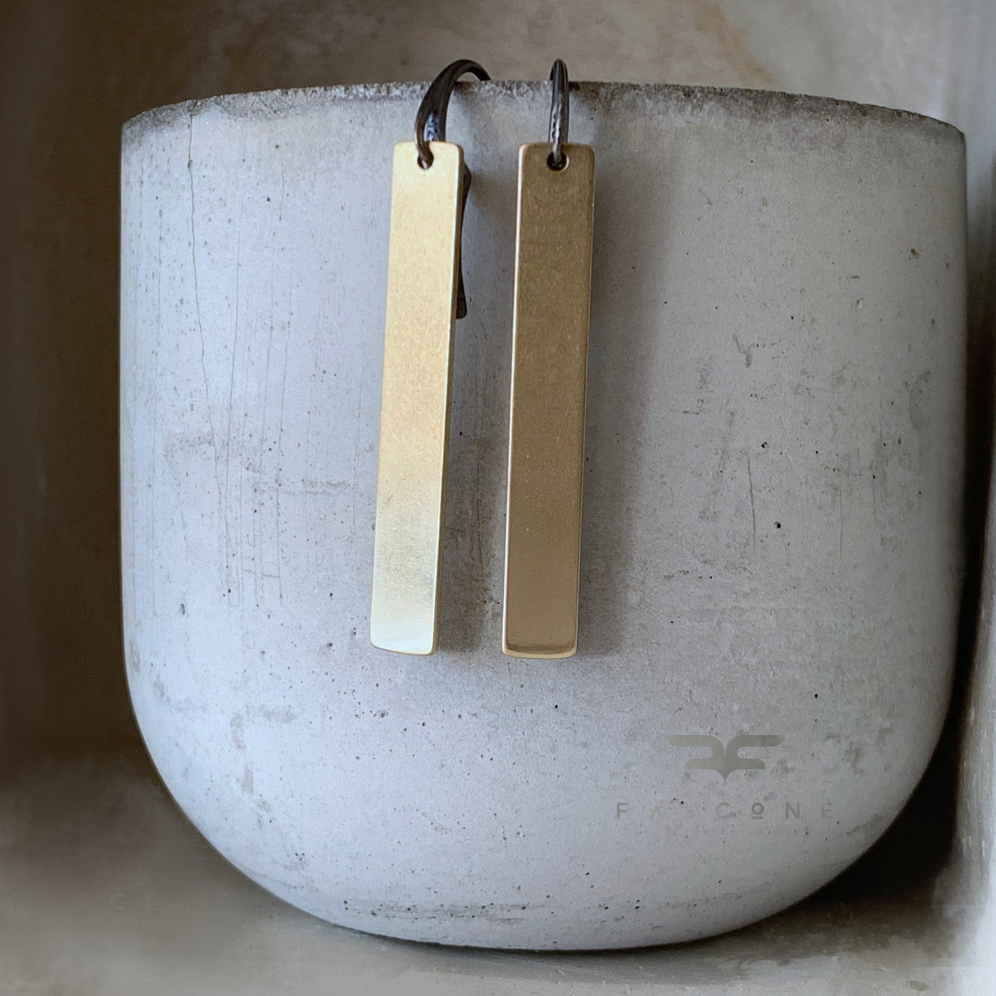 Geometric earrings in brass and silver 'Golden Path'