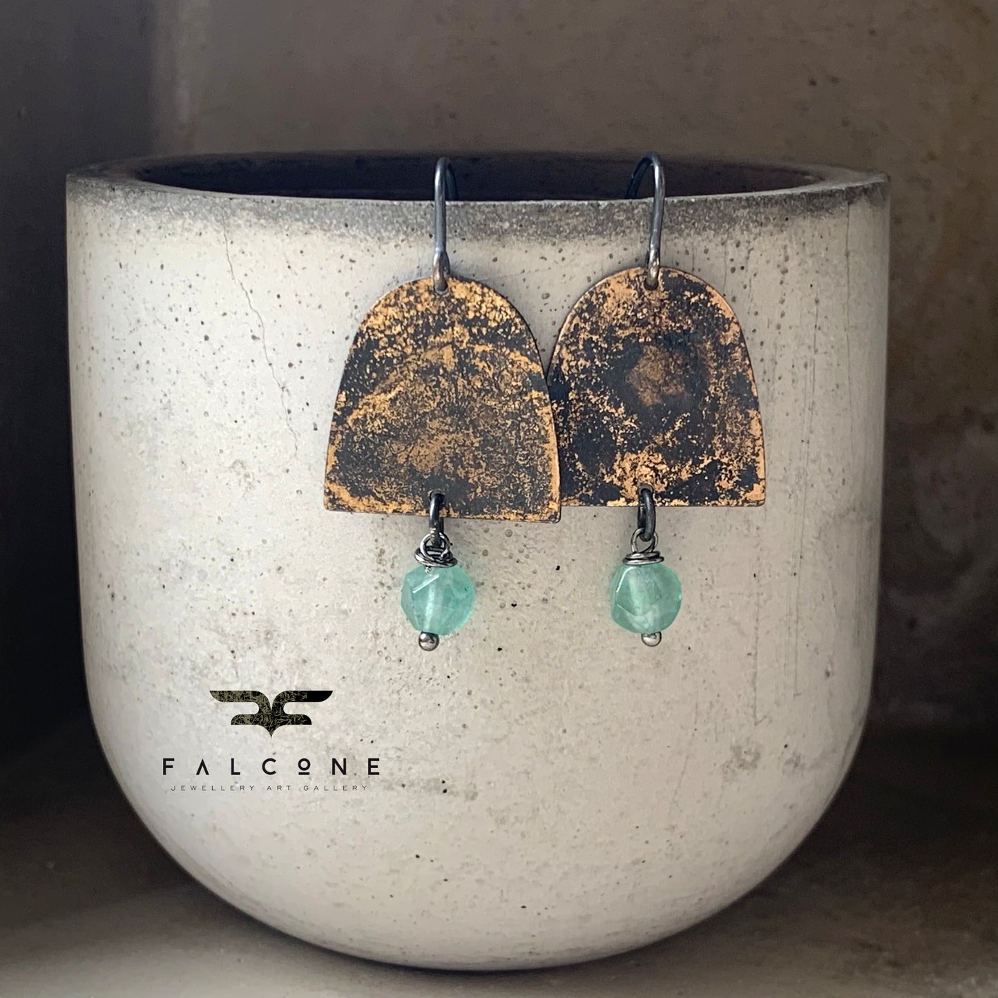 Earrings made of brass, silver and aventurine 'Stars over the Sahara'
