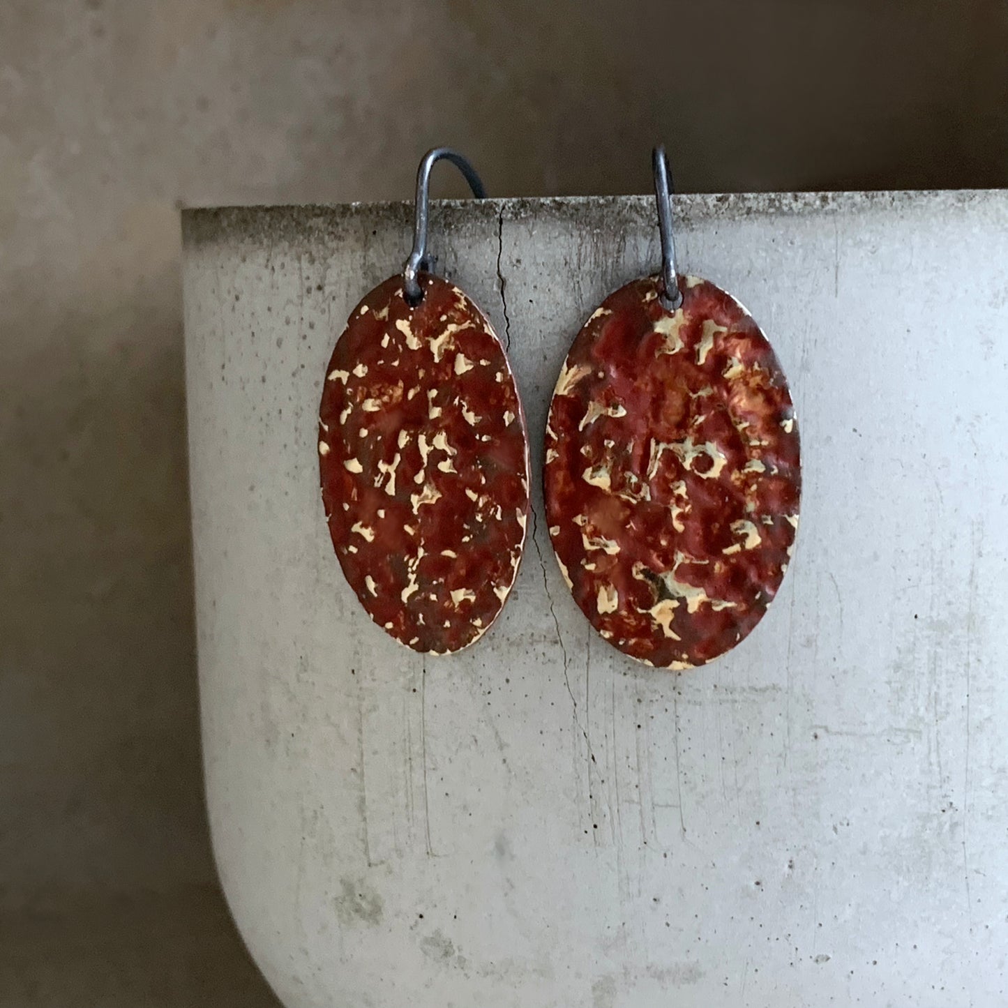 Brass & Sterling Silver Earrings 'Marsala & Gold Dust'