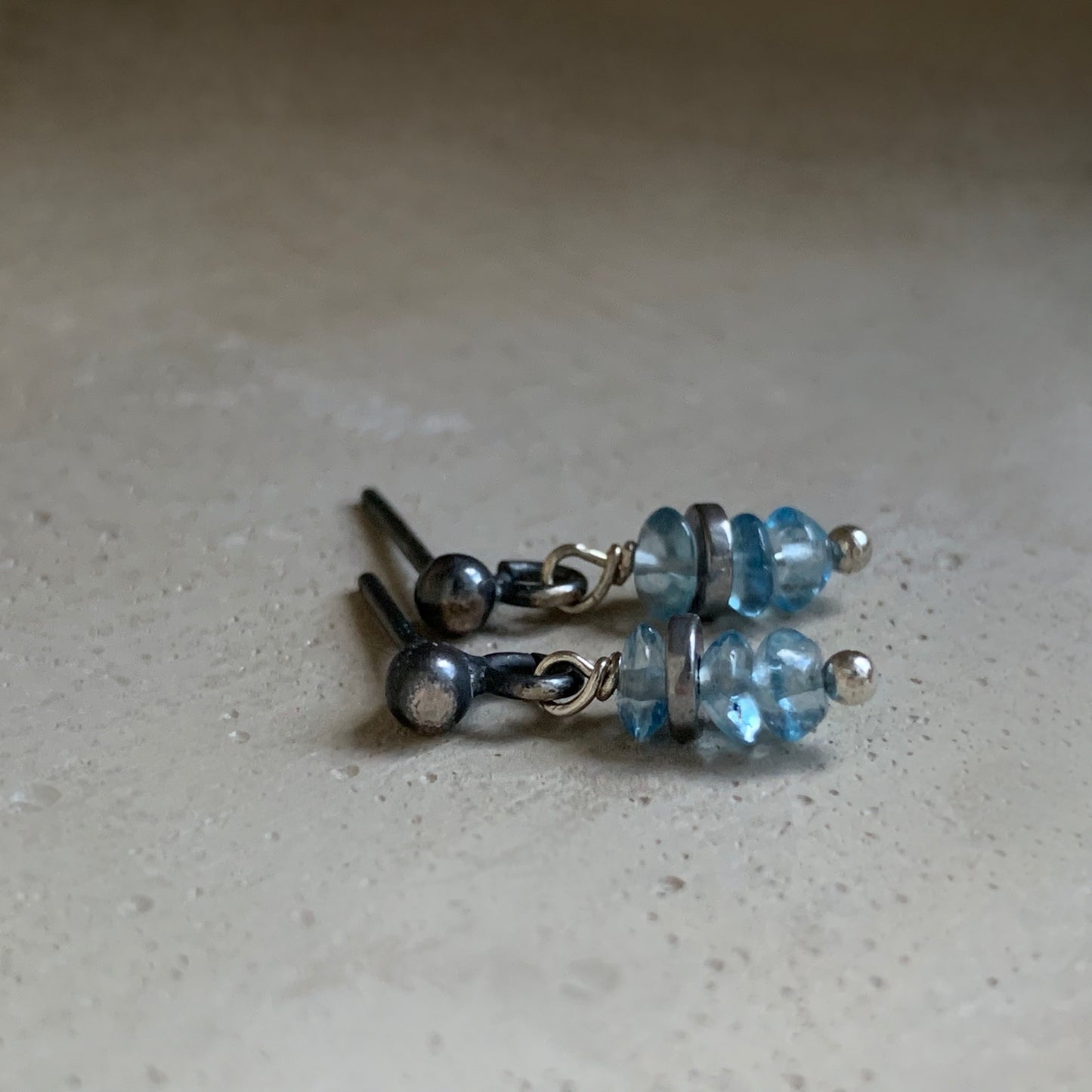 Sterling Silver Earrings with Gemstones 'Blue Topaz'