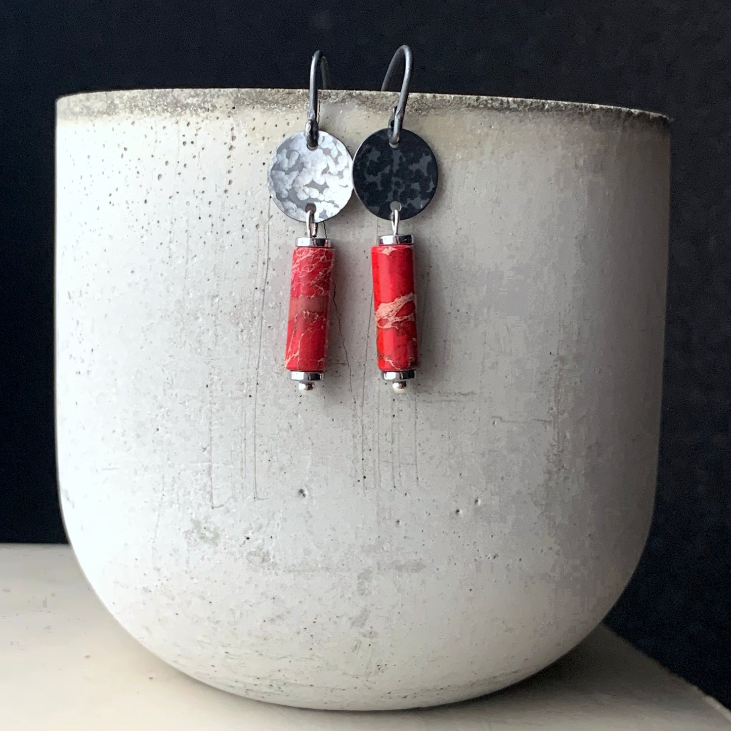 Red jasper earrings with silver earwires 'With Red Imperial Jasper'