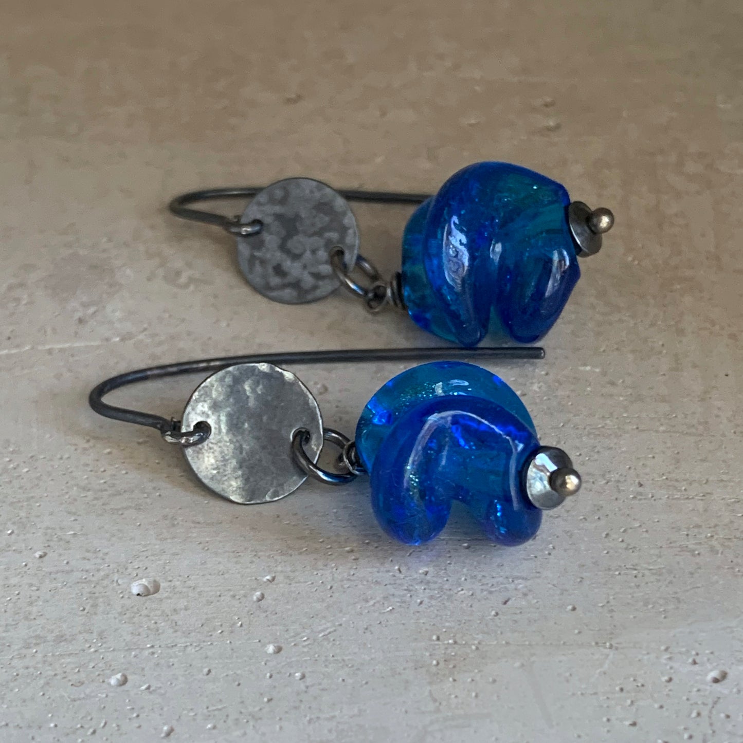 Pendientes de cristal y plata 'Azul Profundo'