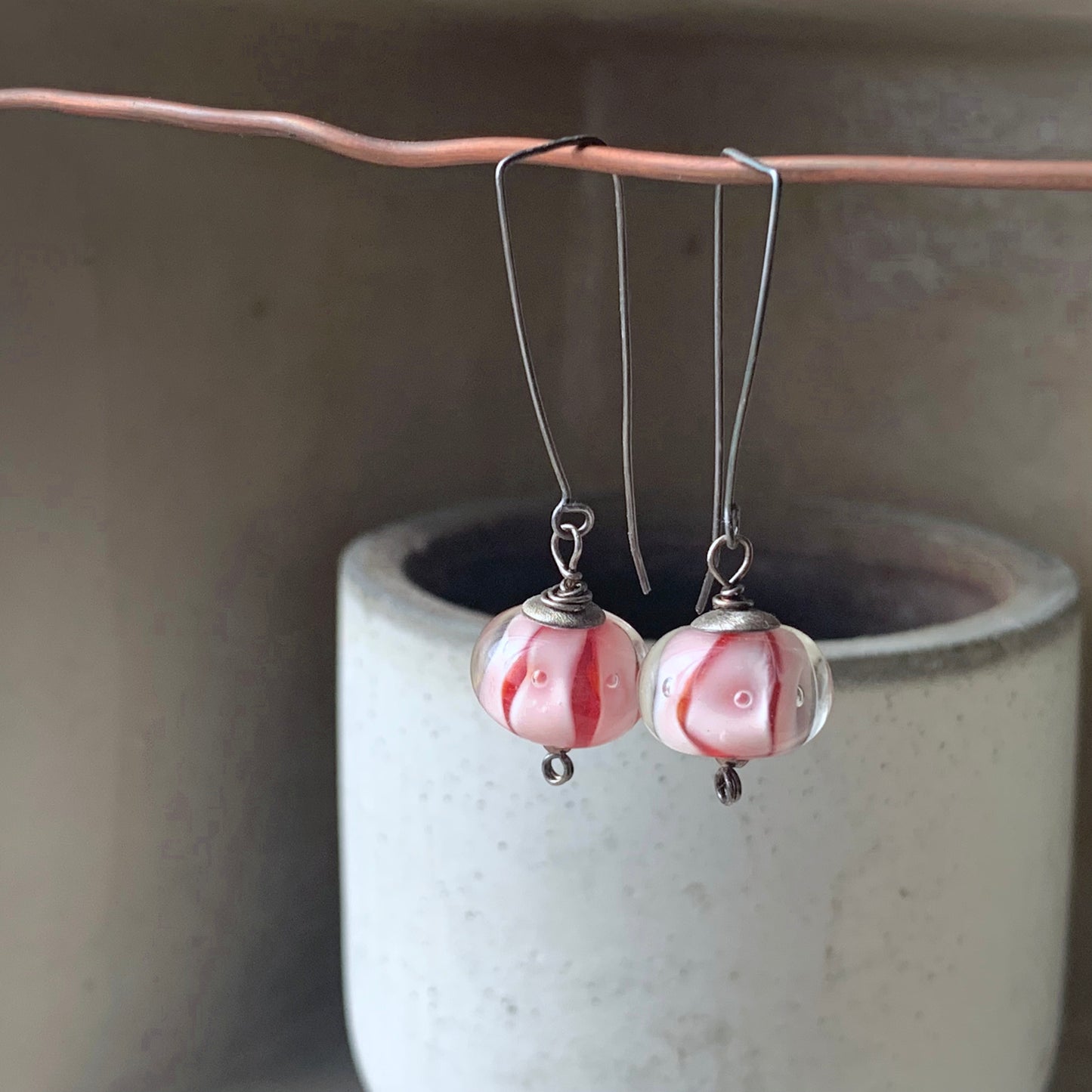 Pendientes de plata con rondelles de cristal en rosa empolvado 'Candy Shop'