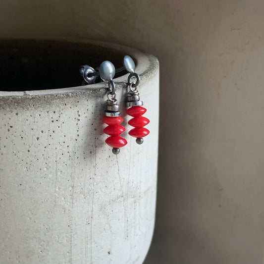 Pendientes de plata 'Otoño con Coral'