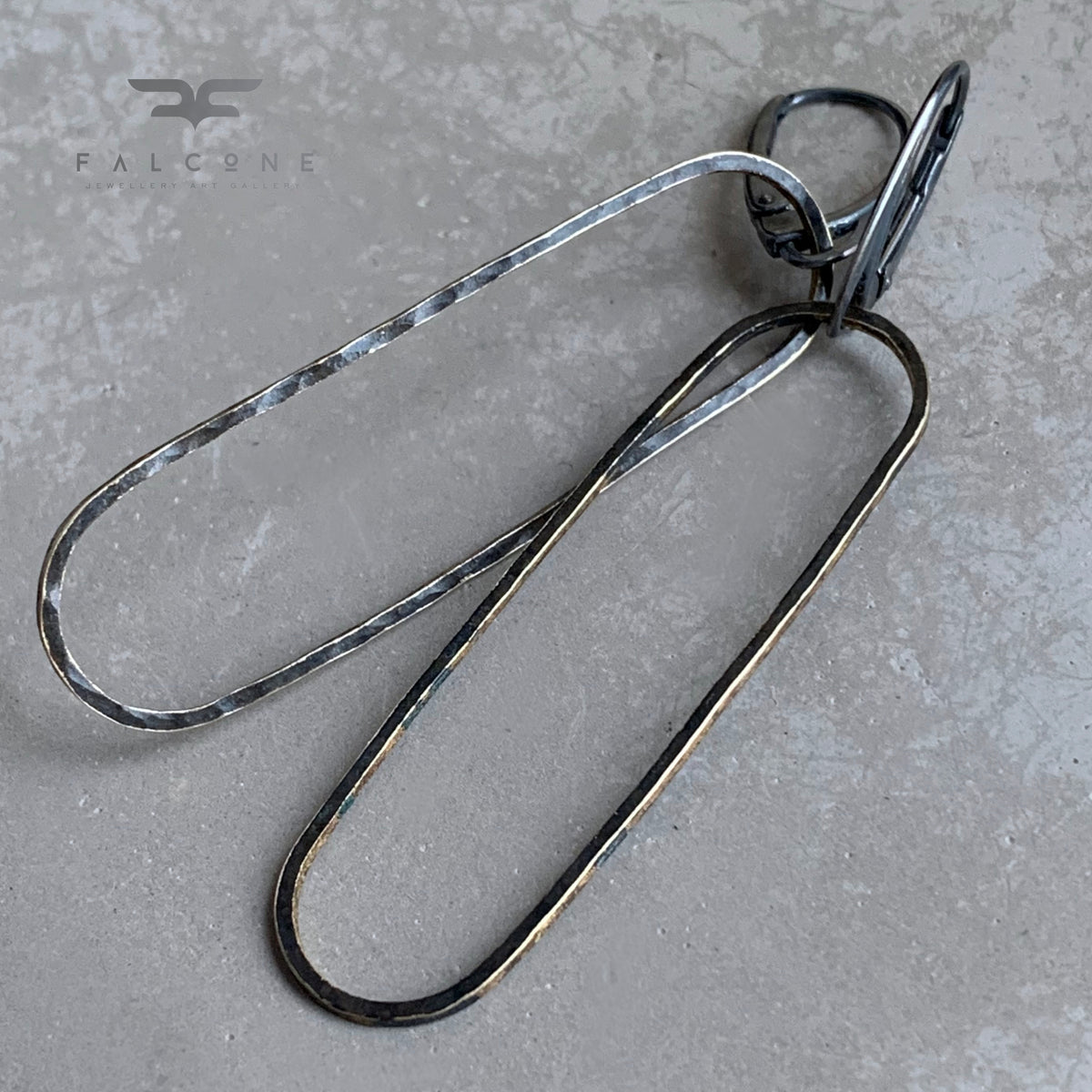 Brass and Sterling Silver Earrings ‘Circle Deconstruction - Dark’