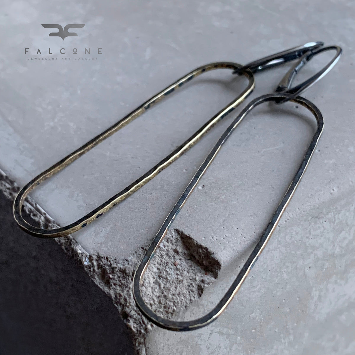 Brass and Sterling Silver Earrings ‘Circle Deconstruction - Dark’