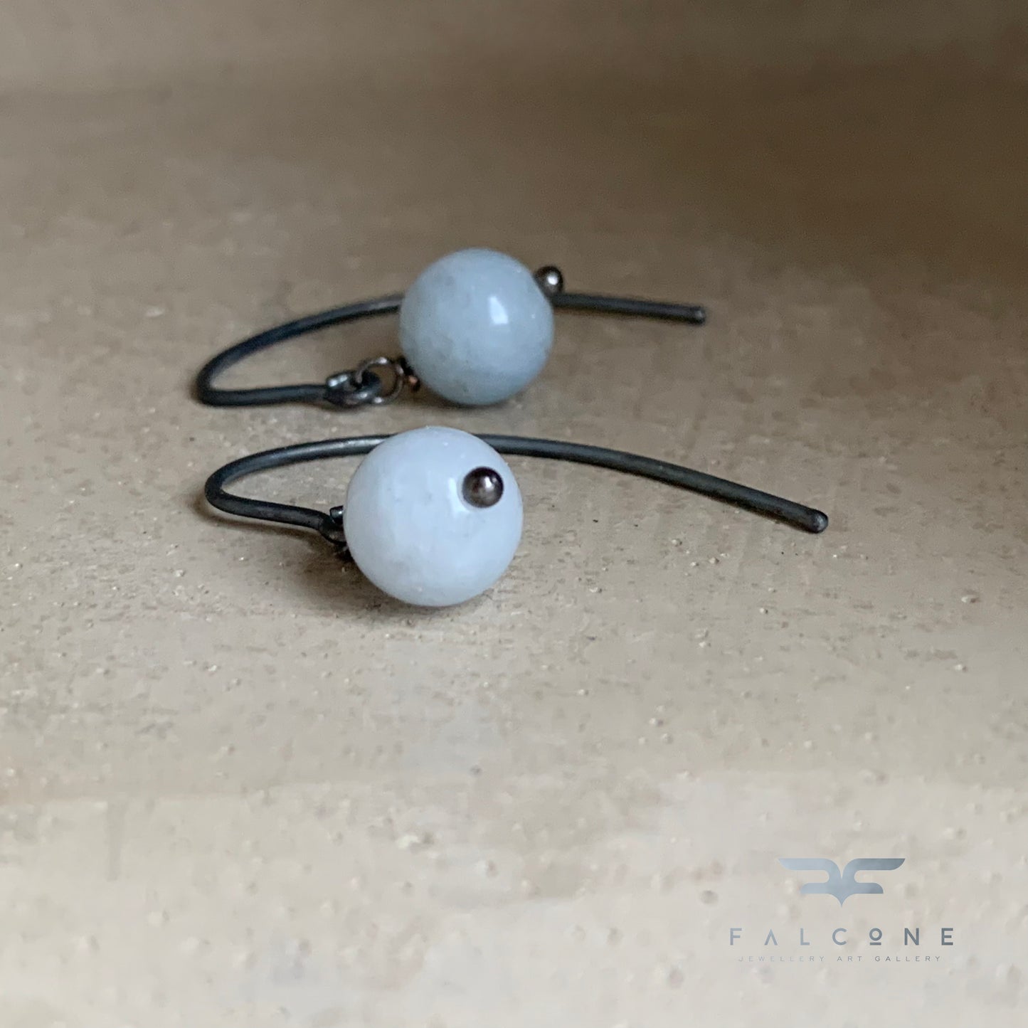 Pendientes de jade y plata de ley 'Azul cielo'