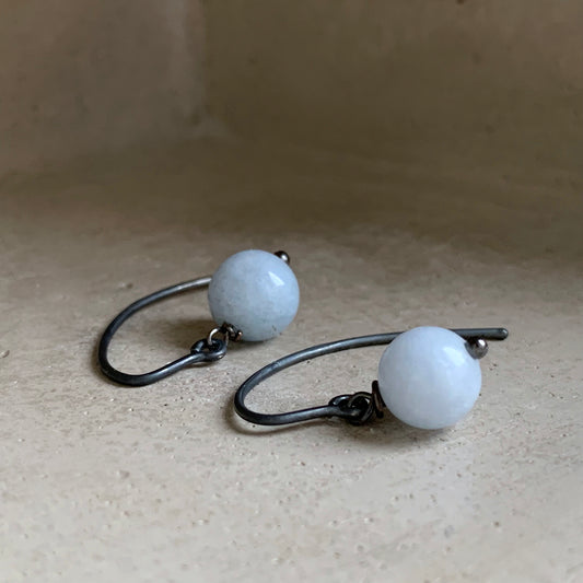 Jade and Sterling Silver Earrings 'Heaven Blue'