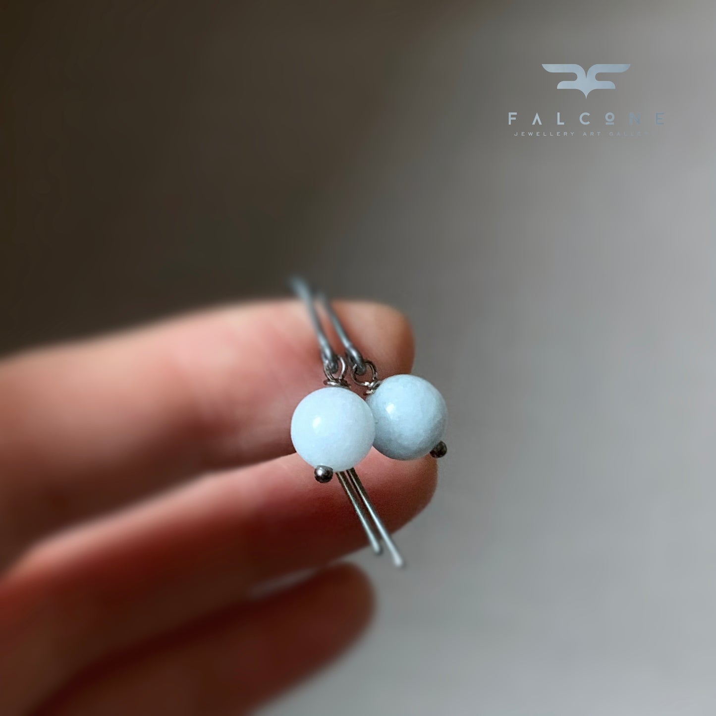 Pendientes de jade y plata de ley 'Azul cielo'