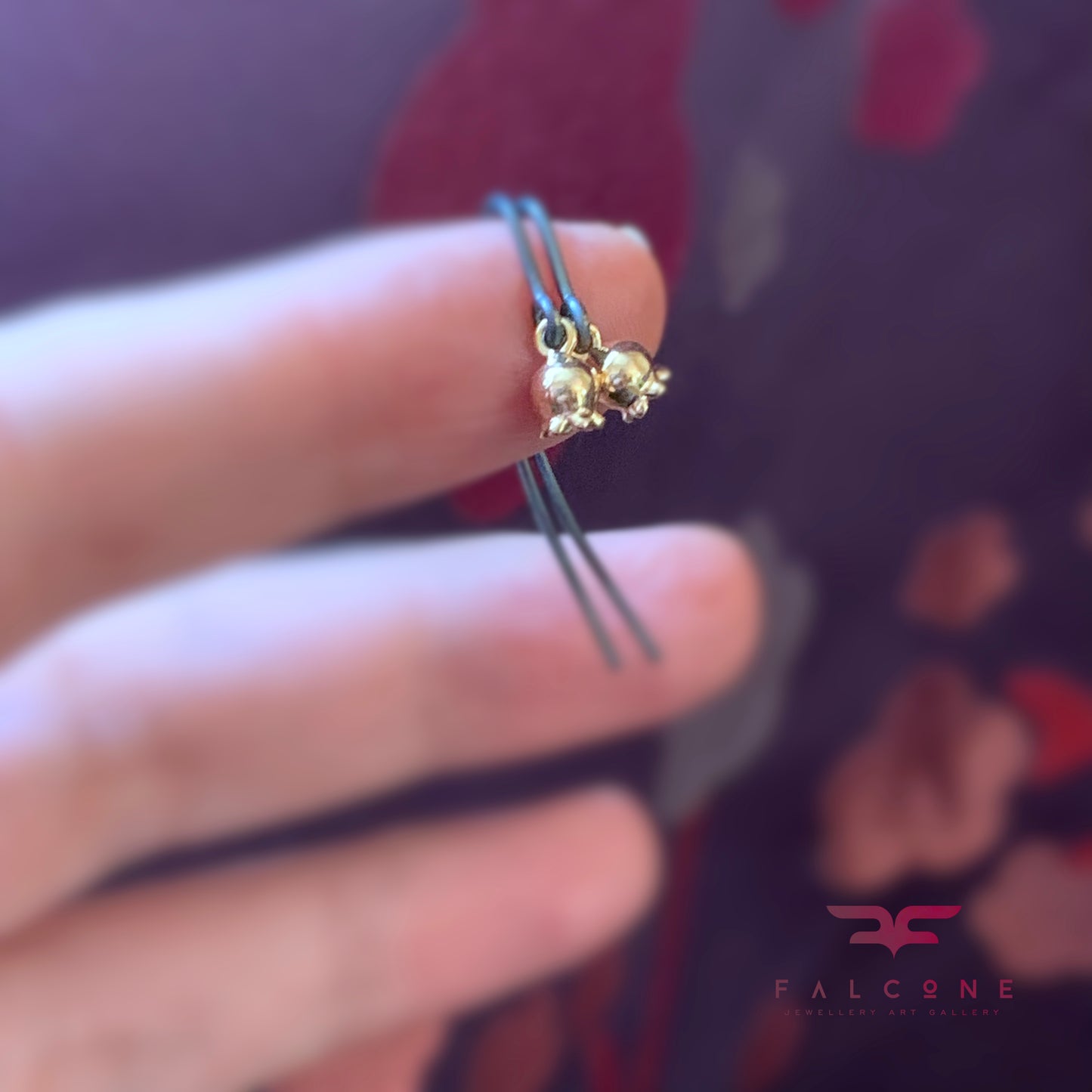 Tiny Gold-Plated Brass & Sterling Silver Earrings 'Berries Gold'