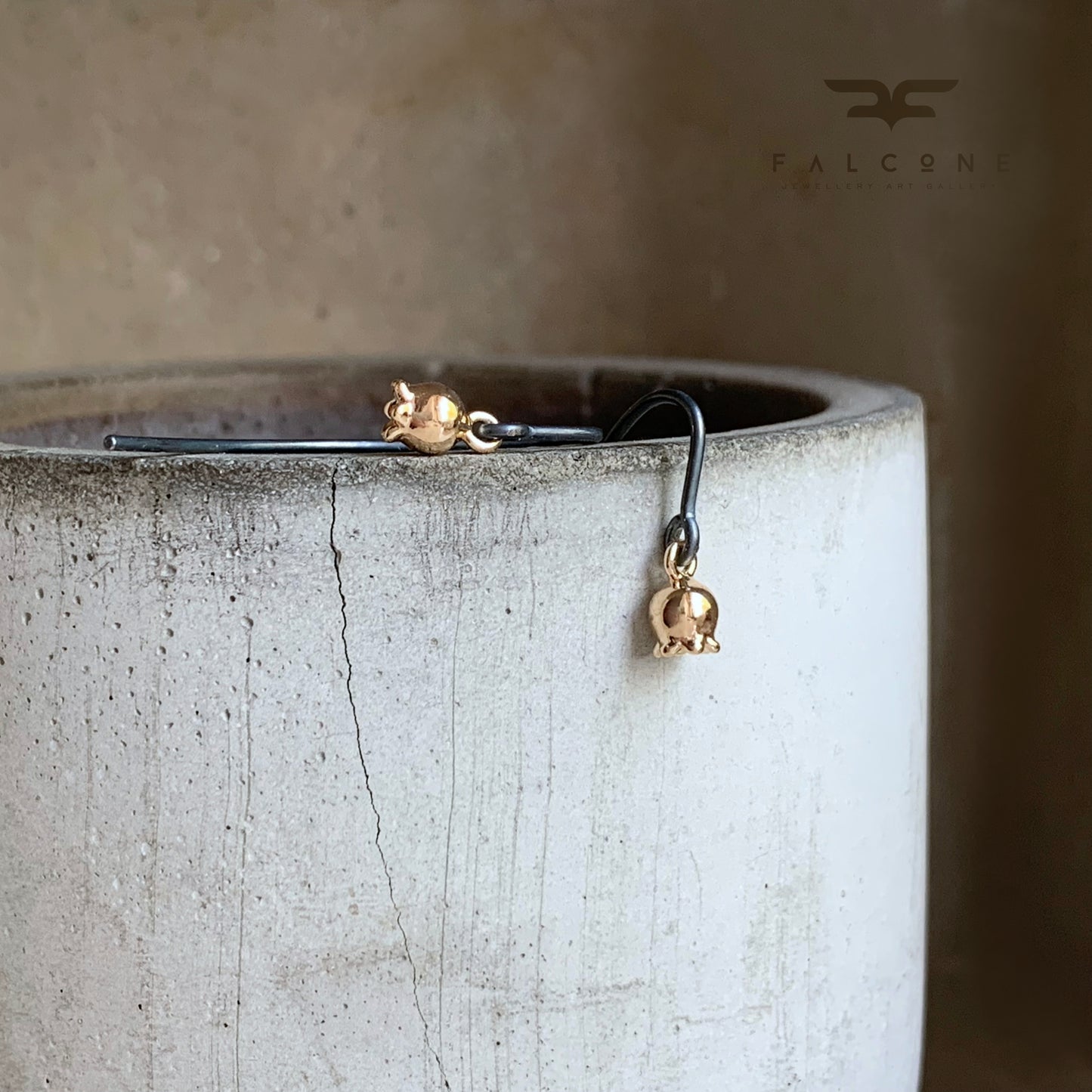Tiny Gold-Plated Brass & Sterling Silver Earrings 'Berries Gold'