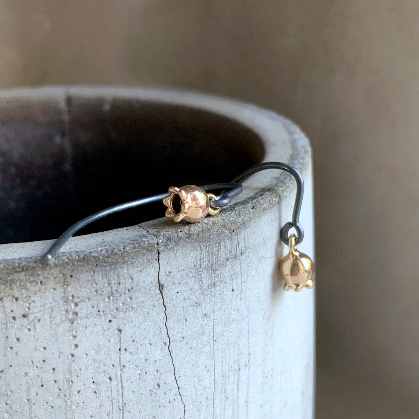 Tiny Gold-Plated Brass & Sterling Silver Earrings 'Berries Gold'