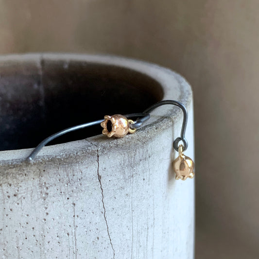 Tiny Gold-Plated Brass & Sterling Silver Earrings 'Berries Gold'