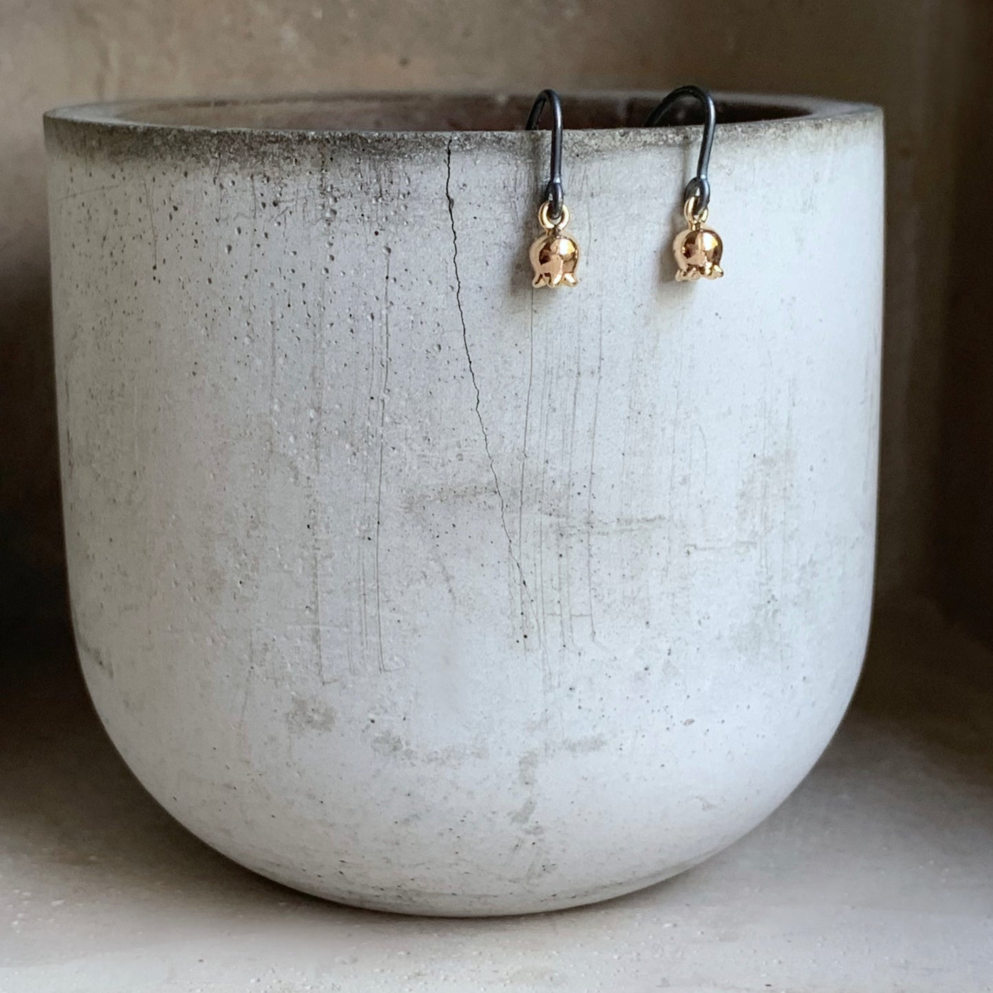 Tiny Gold-Plated Brass & Sterling Silver Earrings 'Berries Gold'
