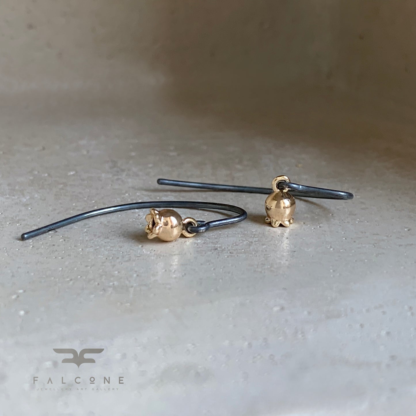 Tiny Gold-Plated Brass & Sterling Silver Earrings 'Berries Gold'
