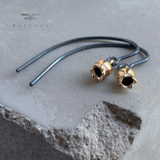 Tiny Gold-Plated Brass & Sterling Silver Earrings 'Berries Gold'