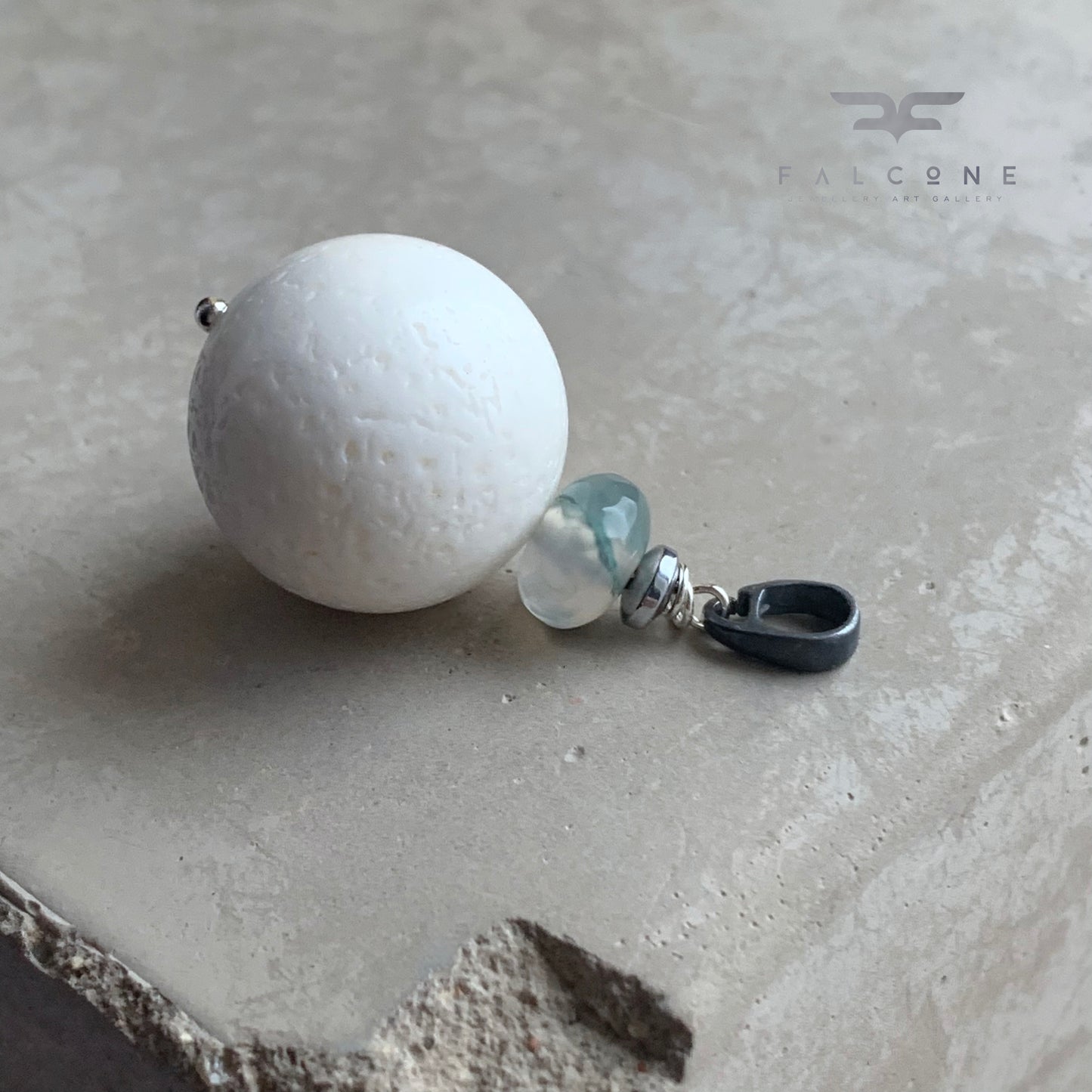 Coral and Agate Pendant 'White Coral'