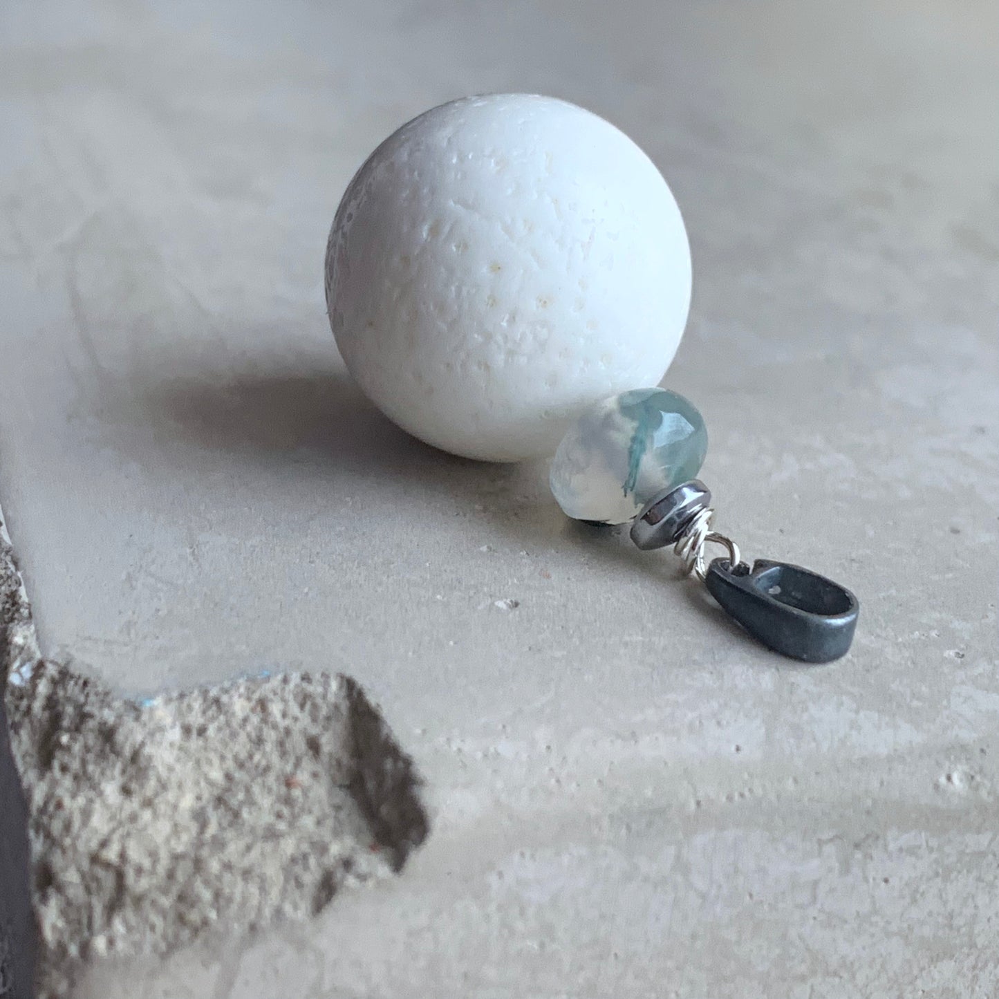 Coral and Agate Pendant 'White Coral'